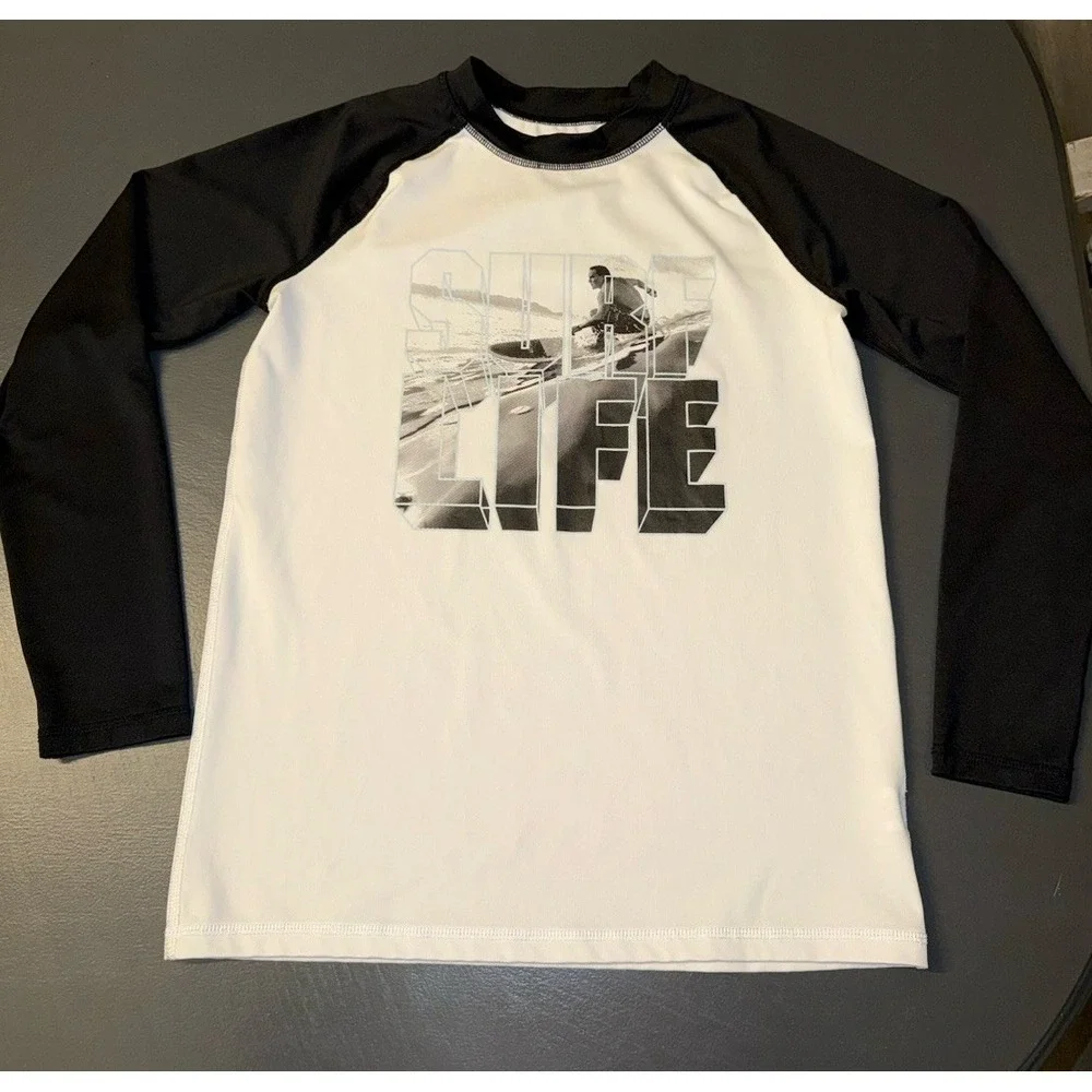 Surf Life Graphic Long Sleeve Rash Guard Beach‎ Pool Summer Boys XXL 16